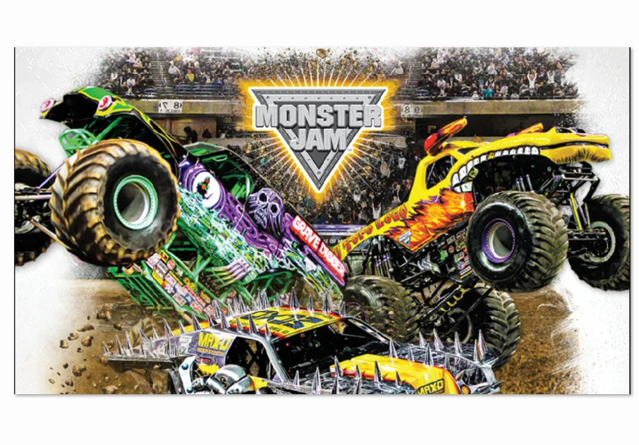 Personalizado Hot Wheels Monstros Jam Race Feliz Aniversário Bash Personalizado Photo Studio Backdrop Vinil 220cm x 150cm 7x5ft - Image 3