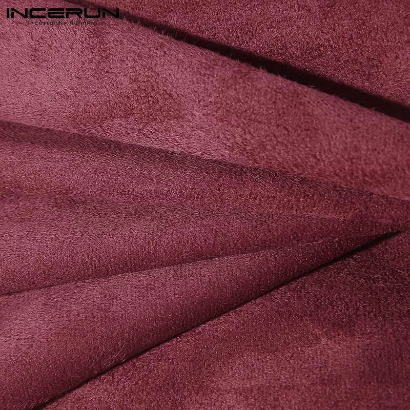 2021 Men Casual Sets Streetwear Solid Color Suede Fabric Lapel Short Sleeve Shirt Elastic Waist Shorts Men Suits S-5XL INCERUN - Image 6