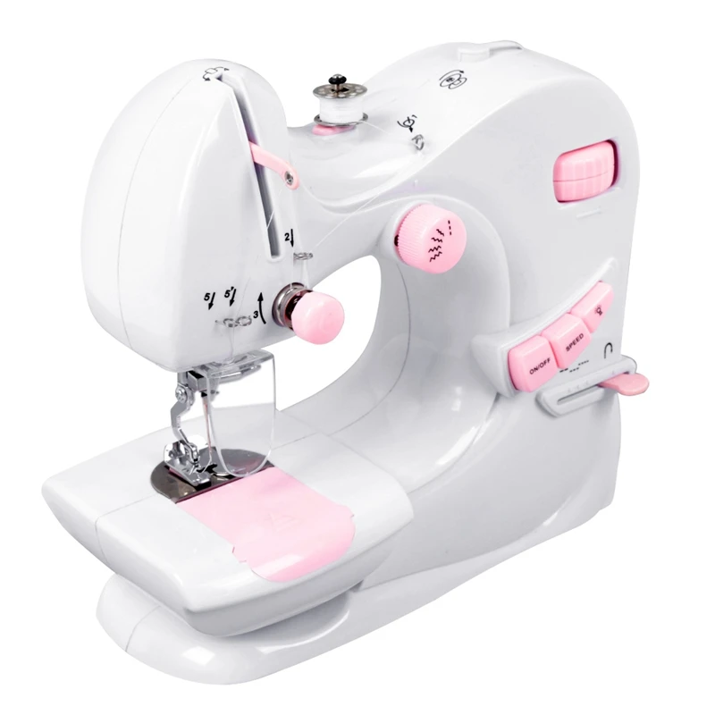 

Hot New Household Mini Electric Sewing Machine Mini Sewing Machine With Catcher Desktop Two-Needle Manual Sewing Machine Us Plug