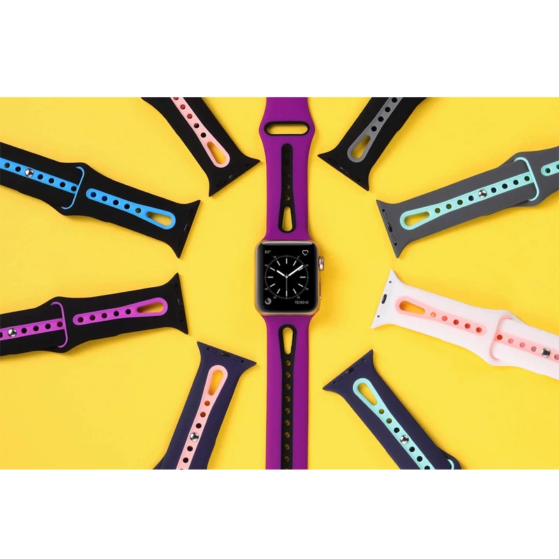 Спортивный ремешок для часов для apple watch 4 5 Группа 44 мм 40 мм apple watch, ремешок 42 мм, 38 мм, версия наручных часов iwatch серии 5/4/3/2/1 силиконовый ремешок для часов браслет