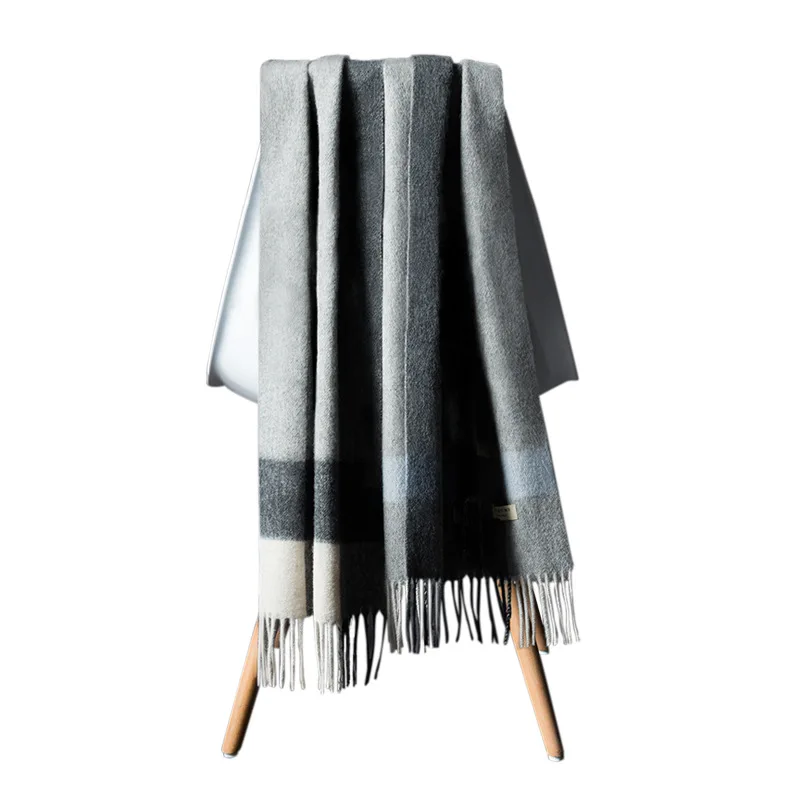 Japanese style wool Casual scarves luxury brand blanket plaid scarf Striped Fashion Classic scarf for men in winter