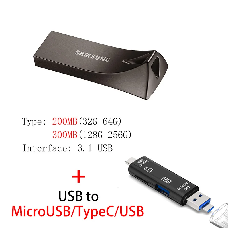 USB флеш-накопитель SAMSUNG 32 64 128 ГБ, флеш-накопитель 128 Гб 64 ГБ 32 ГБ 256 ГБ 300 МБ, флеш-накопитель 3,1, USB флешка, диск на ключ, память для телефона - Color: BE4 Y211