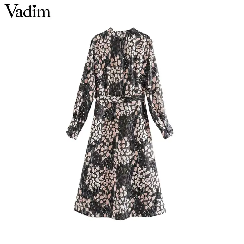 Vadim женское шикарное платье миди с v-образным вырезом и длинным рукавом, с поясом-бабочкой, с боковой молнией, женские стильные шикарные платья, прямые платья QD140