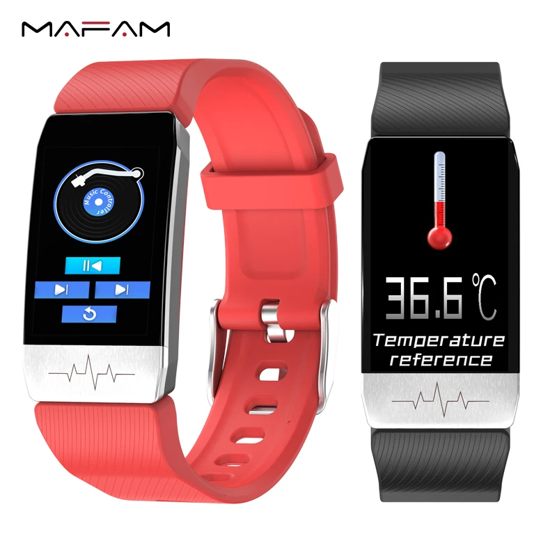 MAFAM T1 Smart Watch Temperature Measure ECG Heart Rate Monitor Weather Forecast Drinking Remind For Epidemic Prevention | Электроника