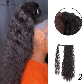 

XUANGUANG Long Wavy Wrap Around Clip In Ponytail Hair Extension Heat Resistant Synthetic Natural Wave Ponytail