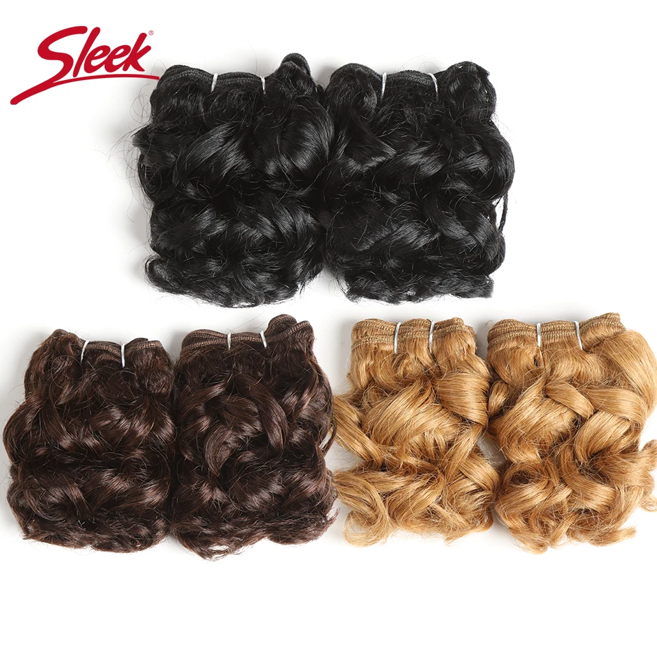 Sleek Double Drawn Brazilian Remy Curly Human Hair Blonde Red 27# 30# 4# 100 Grams 3Pcs Bundles Hair Extension