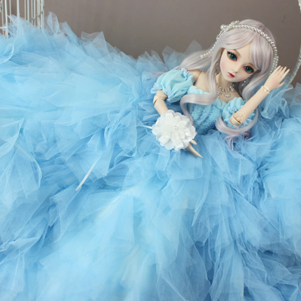 EVA BJD 1/3, BJD невесты, кукла ручной работы, макияж 24 дюйма, 60 см, синее платье+ стеклянные глаза+ аксессуары, парики, одежда, обувь, свадебный подарок