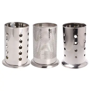 

Stainless Steel Circular Tableware Cage Chopsticks Box Tube Brush Spoon Holder L4MB