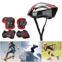 Protetor de joelhos espessos para adultos, conjunto de 7 peças de protetores de palma para joelhos, capacete de patins para adultos, equipamento de proteção para torção de carros