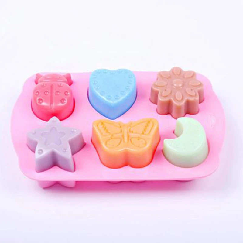 DIY Handmade Silicone Soap Mold 6 Different Shapes Chocolate Biscuit