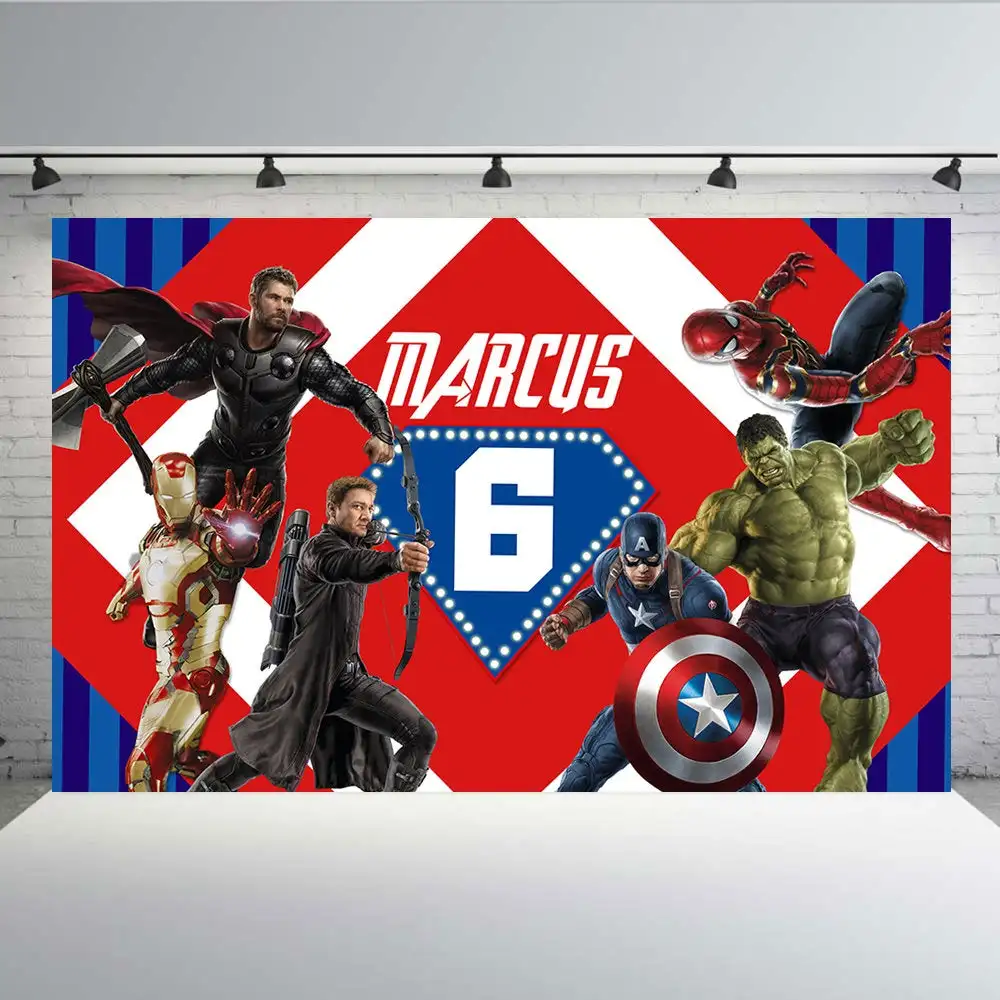 На заказ Marvel мстители супергерой задняя капля фон плакат "с днем рождения" для вечеринки фоновая фотография фон