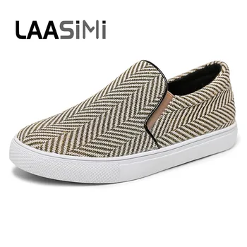 

LAASIMI Women Shoes Geometric PU Leather Women Loafers Stylish Slip On Shoes Woman Casual Ballet Flats Female Platform Shoe 2019
