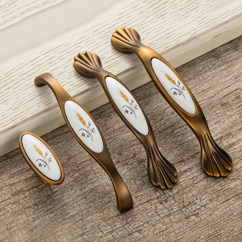 Europäischer Antik-Türgriff Aus Aluminium - 215mm Bronzefarben Für Schränke & Möbel