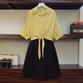 

oversized fashion shirt and pants two piece set for women suit Plus Size New Style 2020 Casual Fashion Shirt Shorts Suit