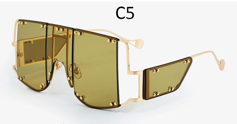 Новинка Rihanna, квадратные солнцезащитные очки для женщин, модные негабаритные прозрачные очки, роскошные Брендовые женские солнцезащитные очки с плоским верхом - Цвет линз: C5