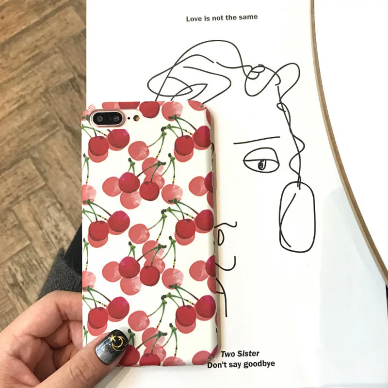 

Fresh and lovely cherry phone case for iPhone X XS 8 7 6 6S PluS all-inclusive hard shell drop protection cover