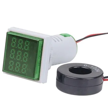 

3 In 1 AC 60~500V Digital Voltmeter Ammeter HZ Hertz Frequency Meter 22mm Current Voltage Indicator Tester Amp Signal Light LED