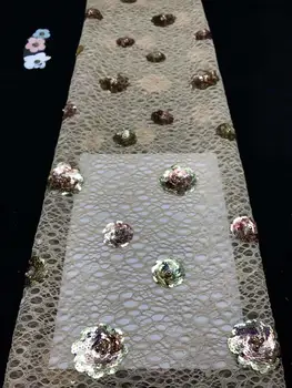 

African Lace Fabric High Quality French Tulle Lace Fabric 2019 Nigerian Sequins Laces Embroidery Net Fabric For Dress FJYU11