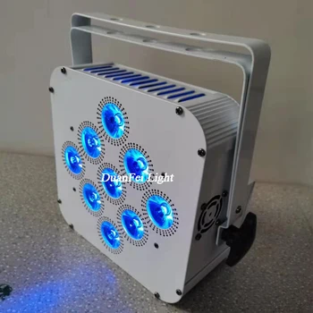 

10pcs/lot Party wedding led battery uplighters 9x18w rgbwa uv 6in1 par led wash rgbwa uv wireless dmx512 wifi light