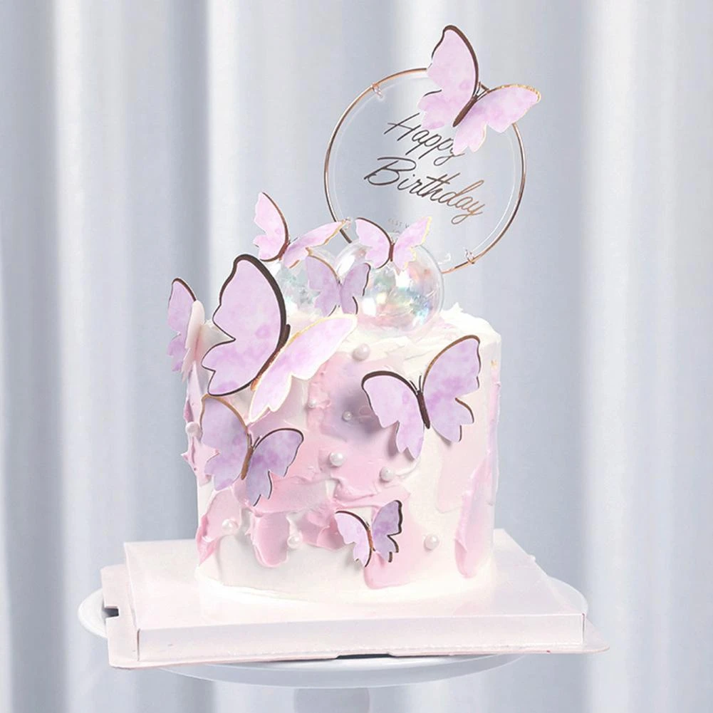 ケーキトッパー手作りの絶妙な紙の蝶のケーキトッパーユニークなデザインのヘッドバンドの装飾誕生日パーティーのベーキング用品 ケーキデコレーション用品 Aliexpress