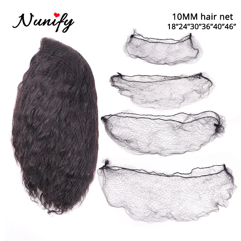 Nunify 20Pcs Nylon Hairnets Black Invisible Soft Elastic Lines Hair Net For Wigs Hair Bundles Mesh Wig Cap Buns Net