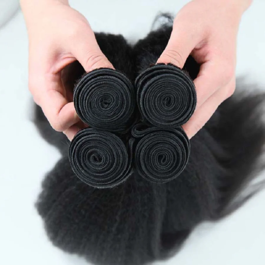 24 26 28 30 Inch Kinky Straight Hair Bundles 100% Human Hair Weave Extensions Brazilian Remy Yaki Straight Bundles 1/3/4pcs