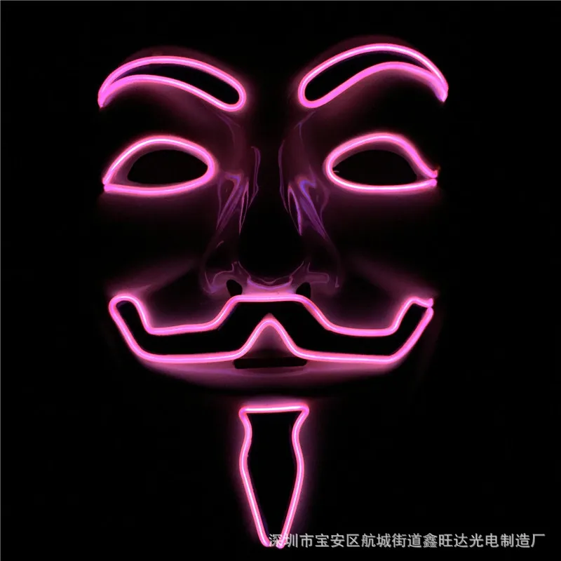 Хэллоуин высокое качество EL светильник V for Vendetta» ПВХ светящаяся маска праздничный карнавальный ночной клуб реквизит для болельщиков