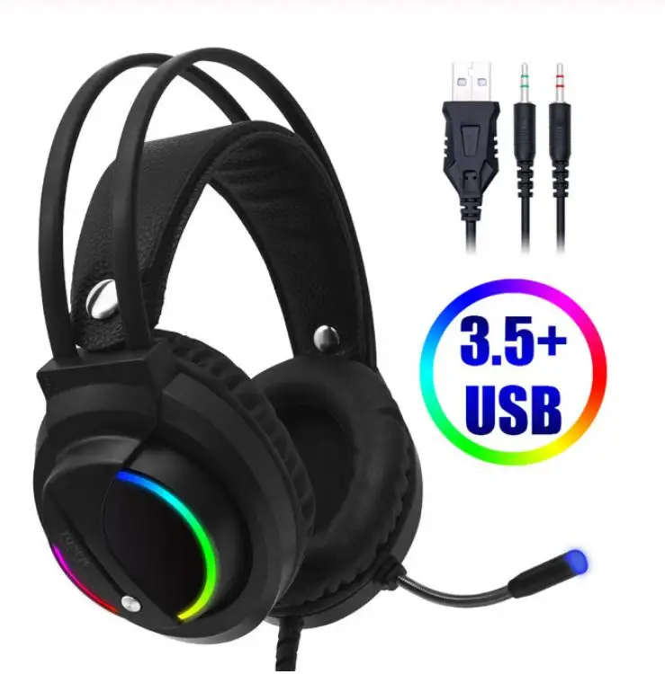USB 3.5mm Wired Gaming Headphones 3D 