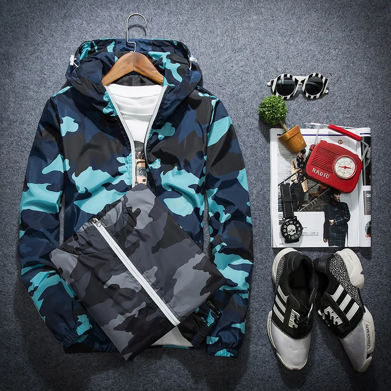 

Zogaa 2019 New Men's Reflective Jacket Camouflage Hooded Coats Men's Spring Autumn Baseball Uniform Jackets Large Size M-5XL