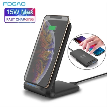 

FDGAO 15W Wireless Charger USB C Desktop Stand Pad For Samsung S9 S10 Note 10 9 10W Qi Fast Charging for IPhone 11 Pro XS XR X 8