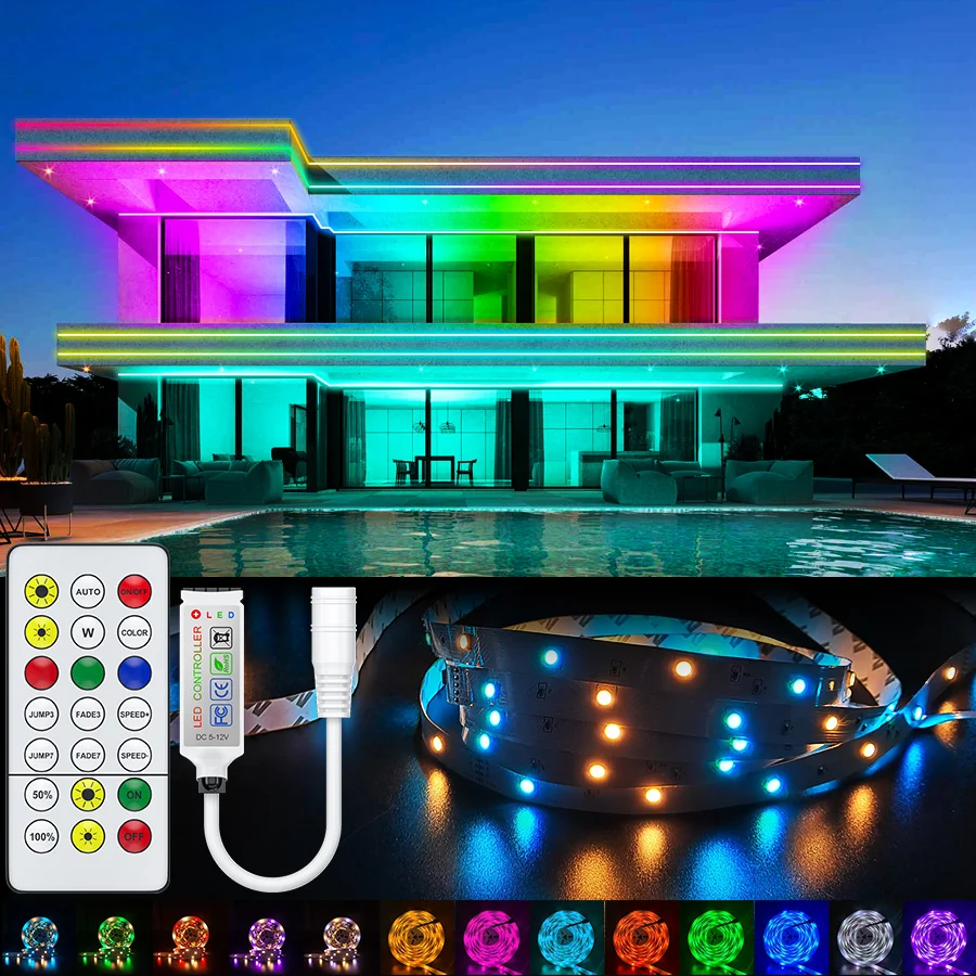 Rgbww rgb led luz de tira 5050 10m 5m bluetooth led luzes rgb leds fita do diodo flexível decoração quarto dc12v adaptador conjunto