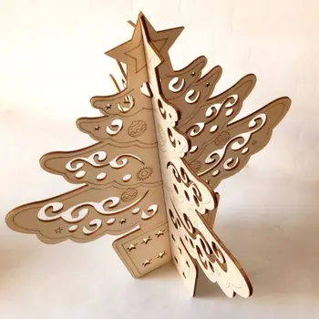 

Creative 3D Star DIY Wooden Christmas Tree Decoration Ornament Xmas Trees Table