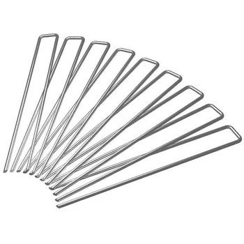 

8 Inch Galvanized Landscape Staples 100 Pack Garden Stakes Heavy-Duty Sod Pins Anti-Rust Fence Stakes for Weeds Barrier
