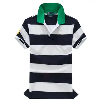 

Wholesale-Free shipping!2020 Hot Sale classic fashion Striped big horse Short Sleeve Polo men's Shirt 100% Cotton,Drop shipping