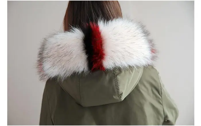 Новая модная зимняя ветровка Женская парка пальто с большим меховым воротником утепленная хлопковая подкладка с капюшоном теплая Abrigo f1703