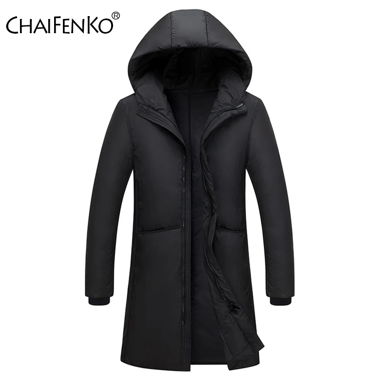 

CHAIFENKO Brand Winter Warm Down Jacket Men Casual Business Long Thick Hooded Parkas Men Solid Fashion Windbreaker Coat Men 3XL