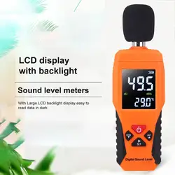 Цифровой Уровень звукового дБ метров 30dB ~ 130dB Decibe Шум регистратор детектор, для диагностики инструмент Температура тестер с Подсветка