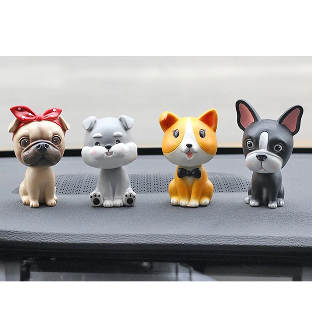 Cartoon Cute Dog Car Shaking Head Doll Bulldog Car Dashboard Table Decor for Home Office Desk Display Kids Gifts