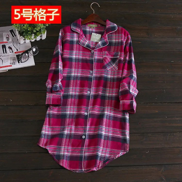 women nightgown Женские ночные рубашки на зиму и весну, Повседневная Ночная рубашка в полоску и горошек, хлопок, ночная рубашка размера плюс, Ночная одежда - Цвет: women nightgown