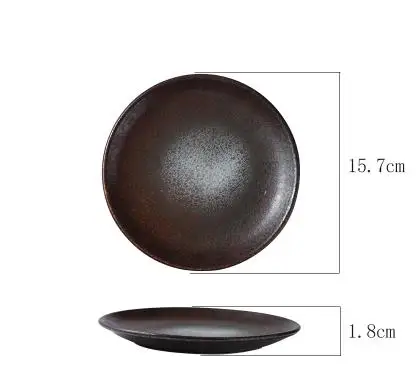 15.7 CM Plate 1 шт. в японском стиле ретро керамическое блюдо домашние блюда пельменей суши блюдо Ramen Круглая Плоская обеденная тарелка, столовая посуда - Цвет: 15.7 CM Plate