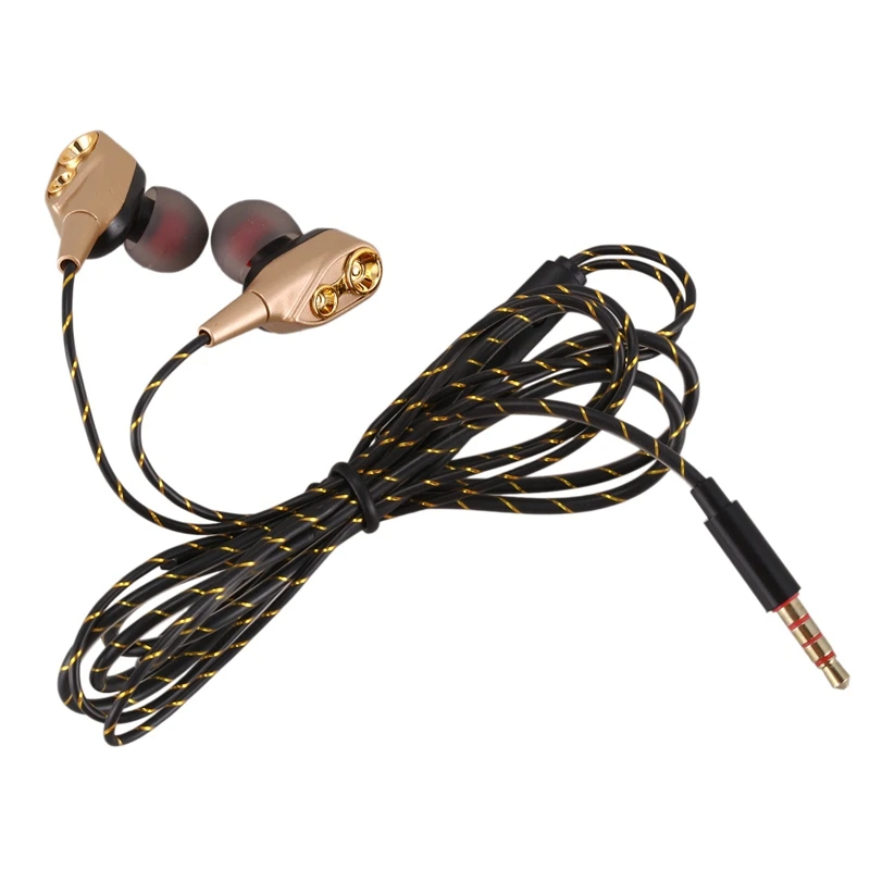 3 5 мм HiFi наушники проводные двойной динамический Quad core Динамик In ear гибкий кабель