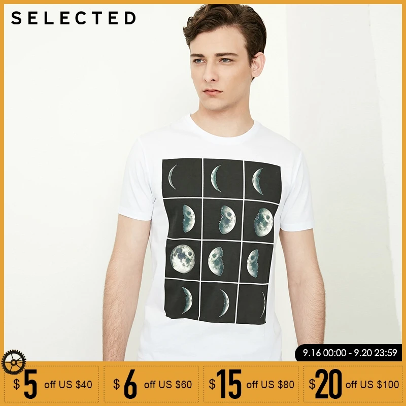 

SELECTED Spring & Summer Men T Shirts O-Neck Printed T-shirt Men Tee Shirt | 4182T4628