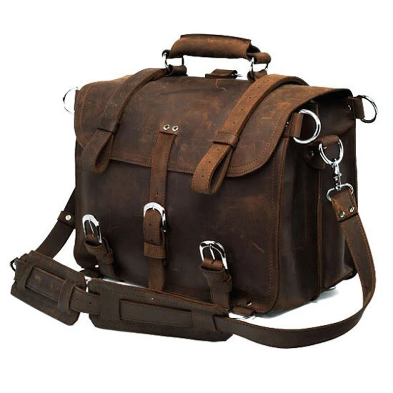 Vintage Crazy horse Genuine Leather Men Travel Bags Luggage Travel Bag Leather Men Duffle Bag Large Weekend Overnight