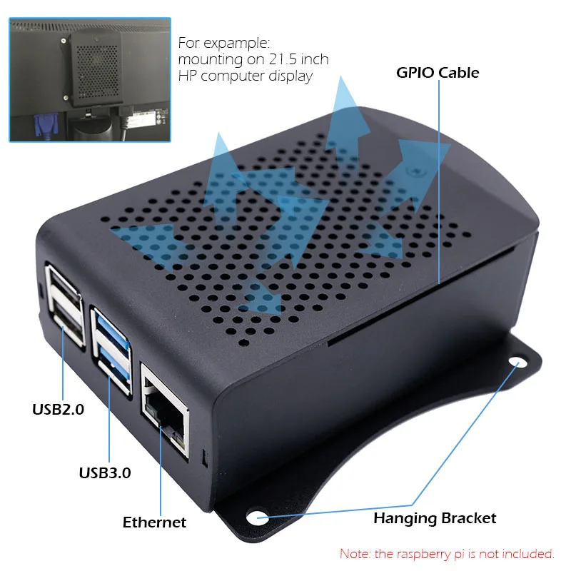 Raspberry Pi 4 Model B Aluminum Case with Cooling Fan Heatsinks Kit Metal Shell Box with Onboard Cooling Fan (Pi 4B Not Includ) raspberry pi case