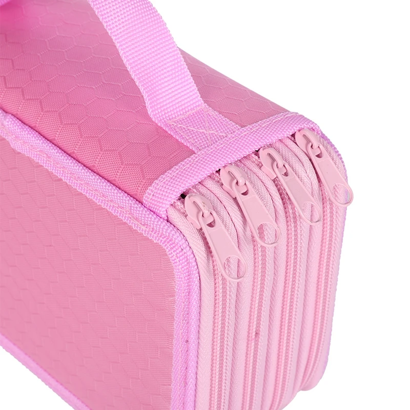 Pure Square Sketch Color Lead School Pencil Case Large Zipper Pen Bag Four Multi Layers Boy Girls Set Box Stationery Pouch