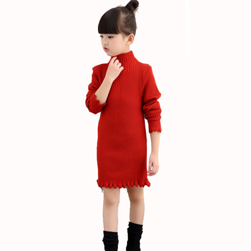 New 2018 Autumn Winter Kids Girls Children Turtleneck Knitted Sweater