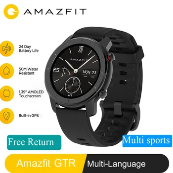 

Global Version Amazfit GTR Smart Watch GPS 42mm 5ATM Waterproof 24 Days Battery GPS Smart Watch Women Smart Android Watch