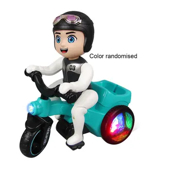 

Baby Doll Figure Toys Model Doll 360 Degree Stunt Rotating Tricycle Music Lighting Electronic Toys With Sound Children Gift Hot!