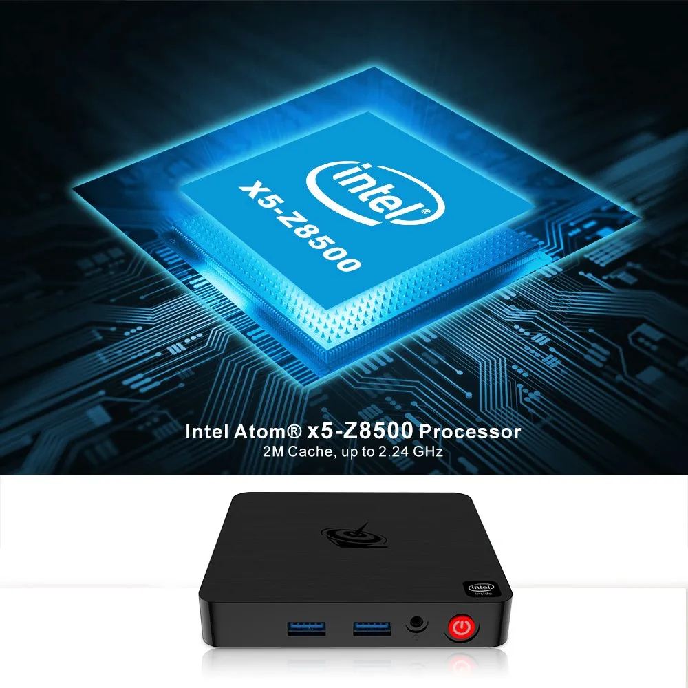 Beelink T4 мини ПК Intel Atom x5-Z8500 HD graphics 600 2,4G 5,8 ггц WiFi 1000 Мбит/с двойной USB3.0 поддержка 4K 30fps 4 Гб 64 ГБ