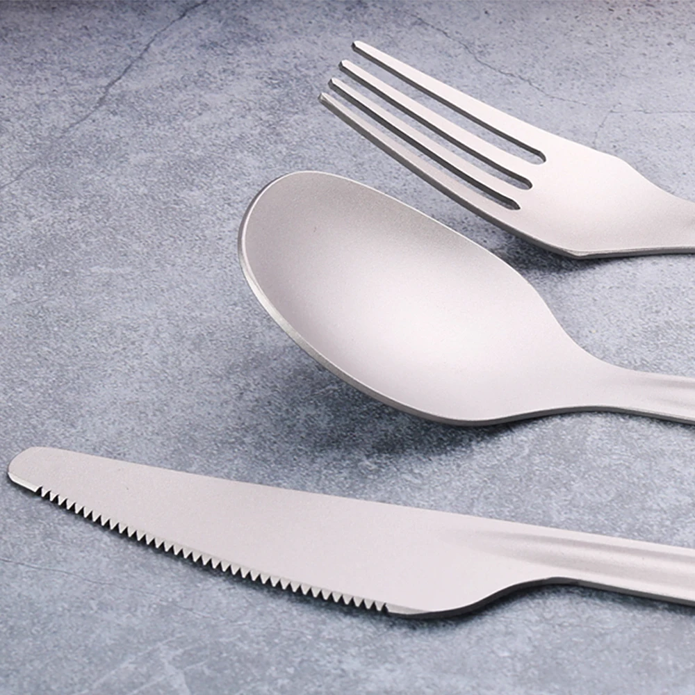 Lixada 4-in-1 Titanium Flatware Cutlery Set Lightweight Dinner Spoon Fork P8N7 
